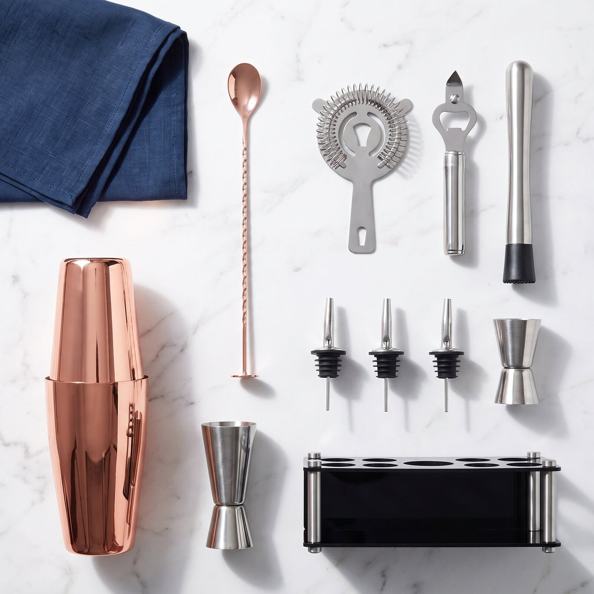 Kit à Cocktail Boston Shaker Rose Gold - contenu de la boîte
