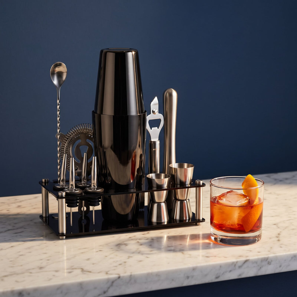 Kit à Cocktail Shaker Boston Noir - mise en situation