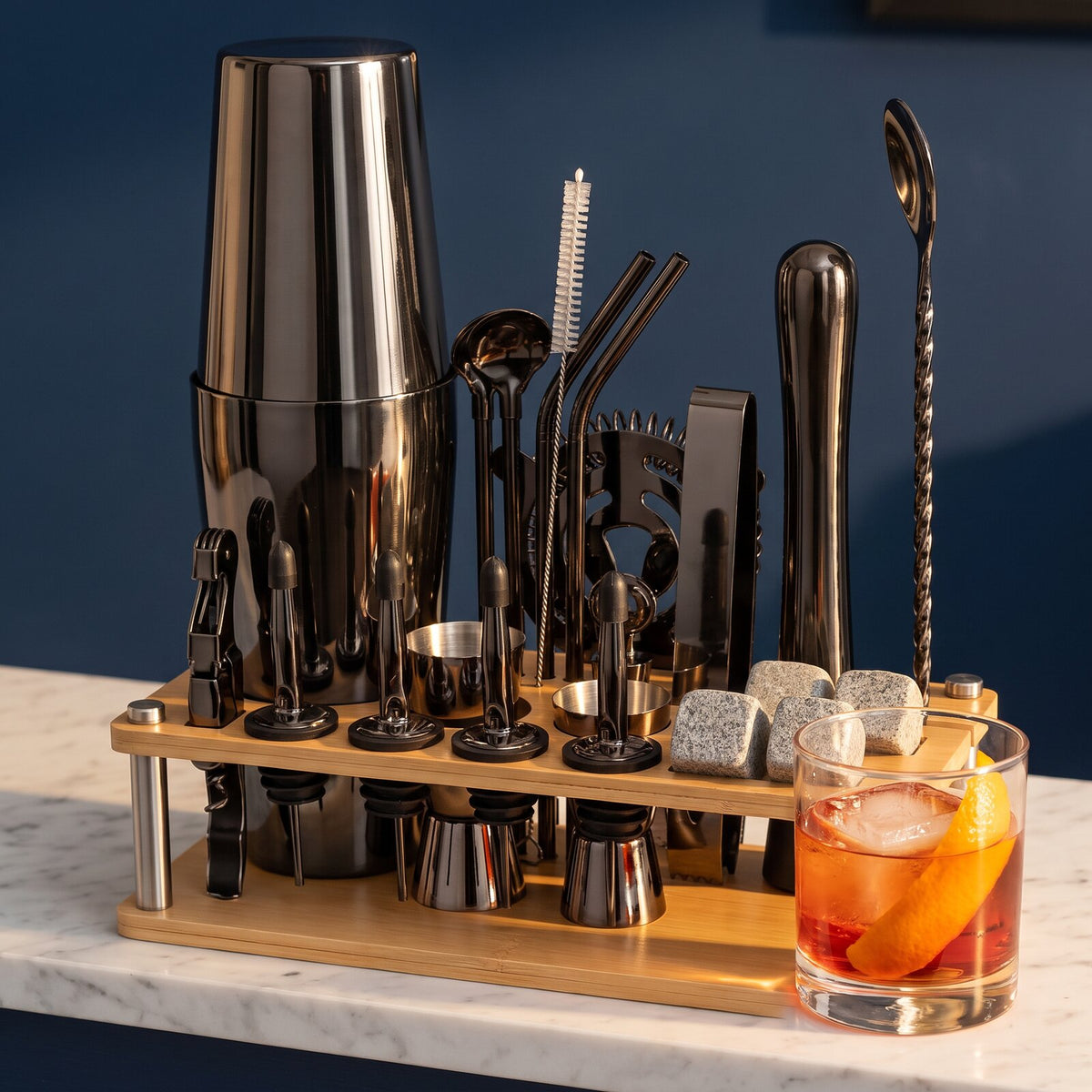 Kit Cocktail Complet Shaker Boston Noir - mise en situation