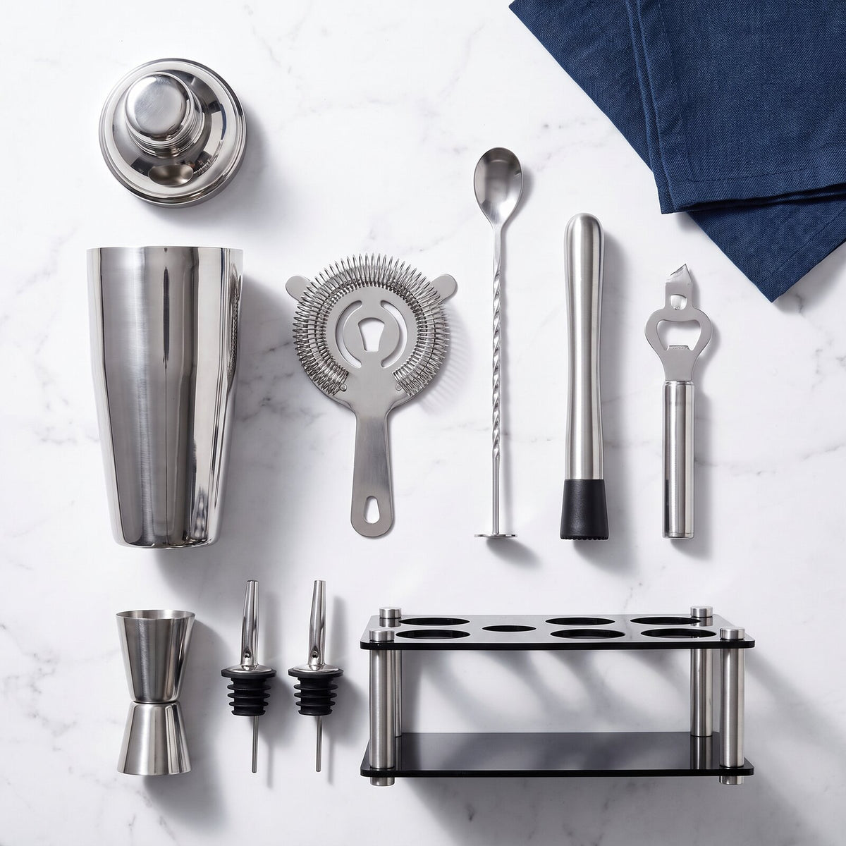 Kit à Cocktail Boston Shaker en Argent - contenu de la boîte