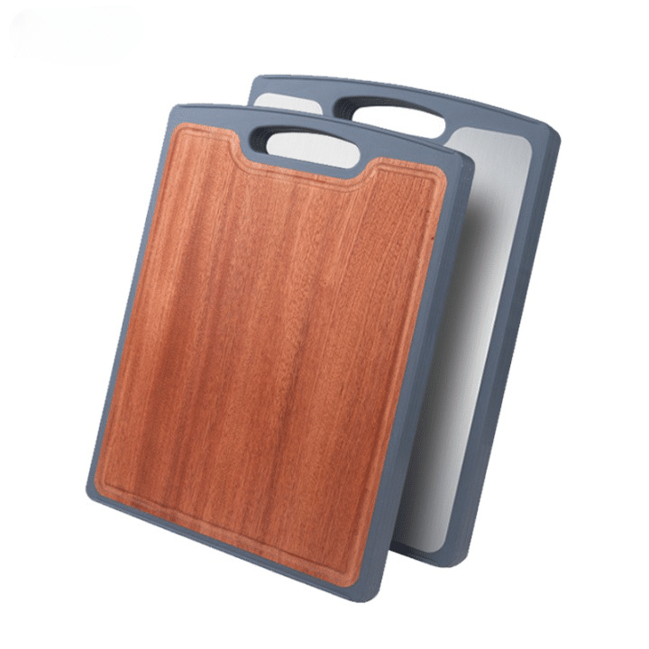 Double Planche à Découper en Bois et en Acier Inoxydable