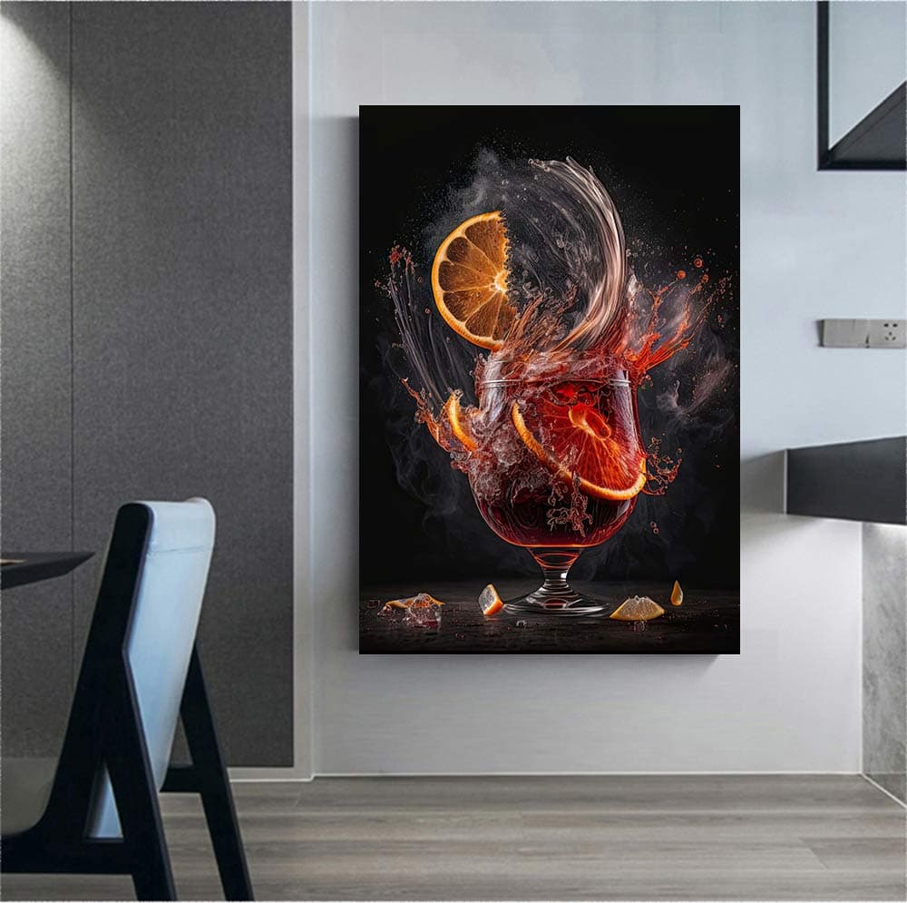Tableau Cocktail Whisky, toile sur cadre bois