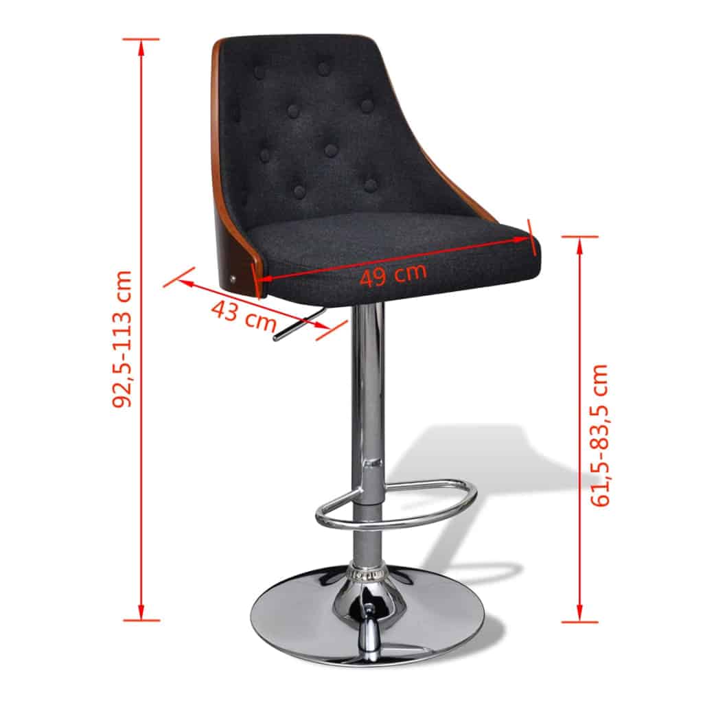 Tabourets de bar en bois courbé pack de 2