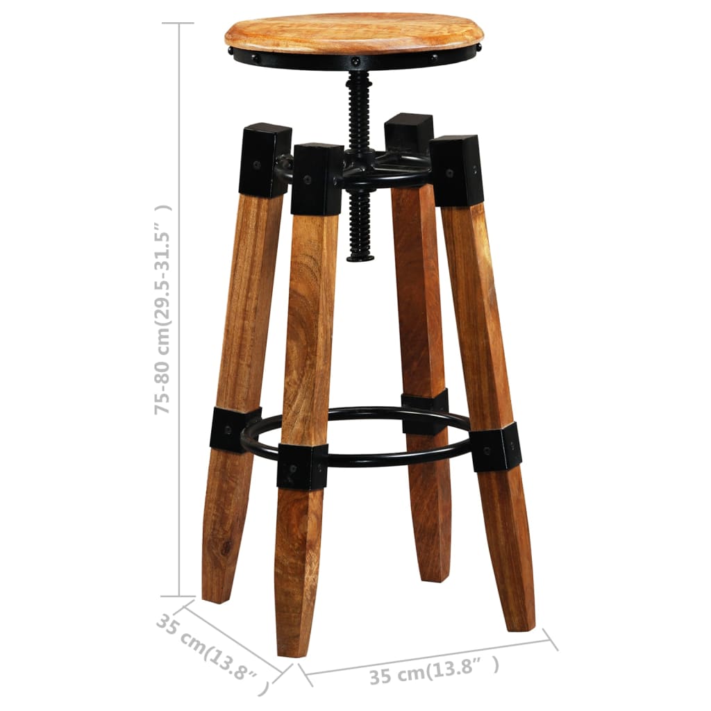 Tabourets de bar en bois de manguier massif pack de 2