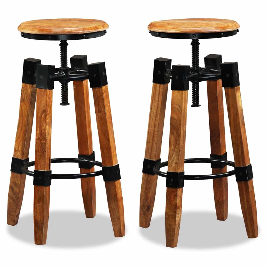 Tabourets de bar en bois de manguier massif pack de 2