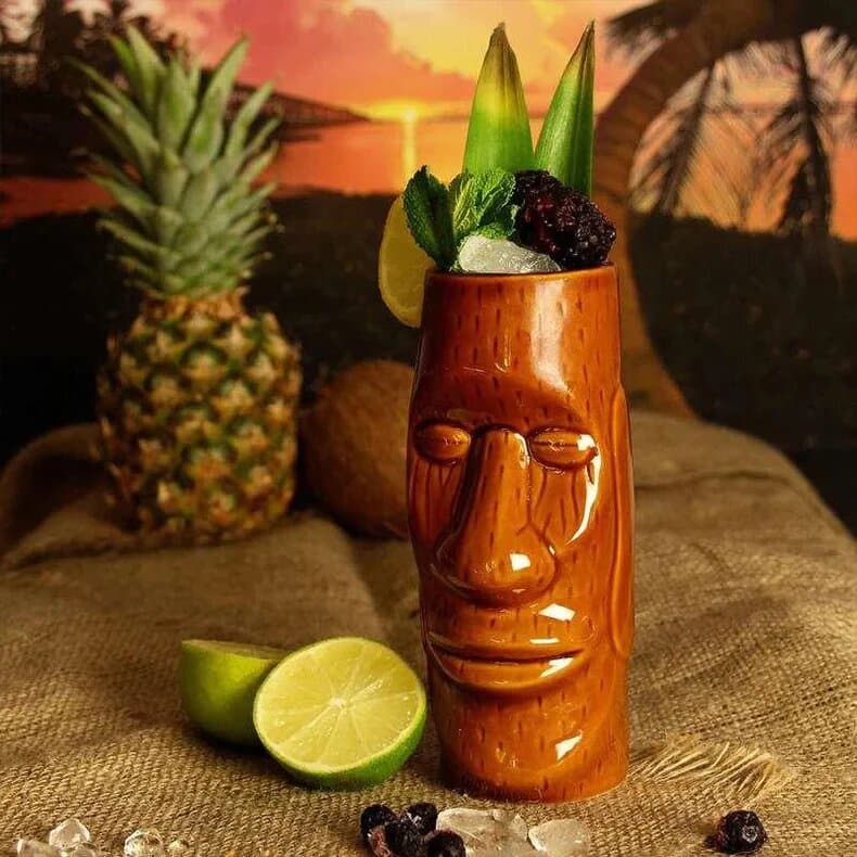 Verre Tiki Île de Pâques Marron