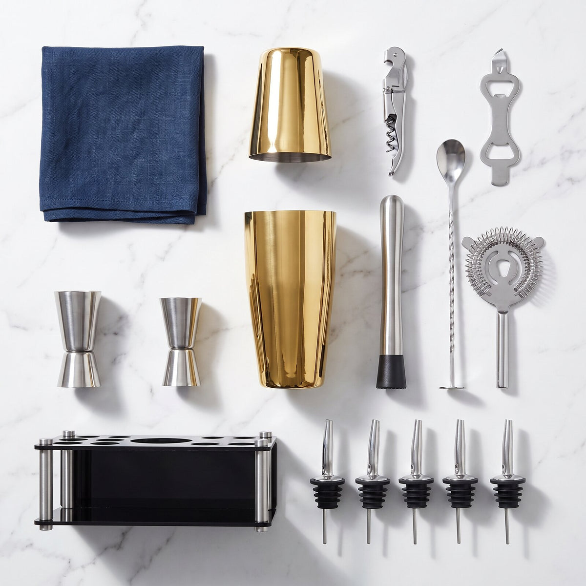 Kit à Cocktail Boston Shaker Or - contenu de la boîte