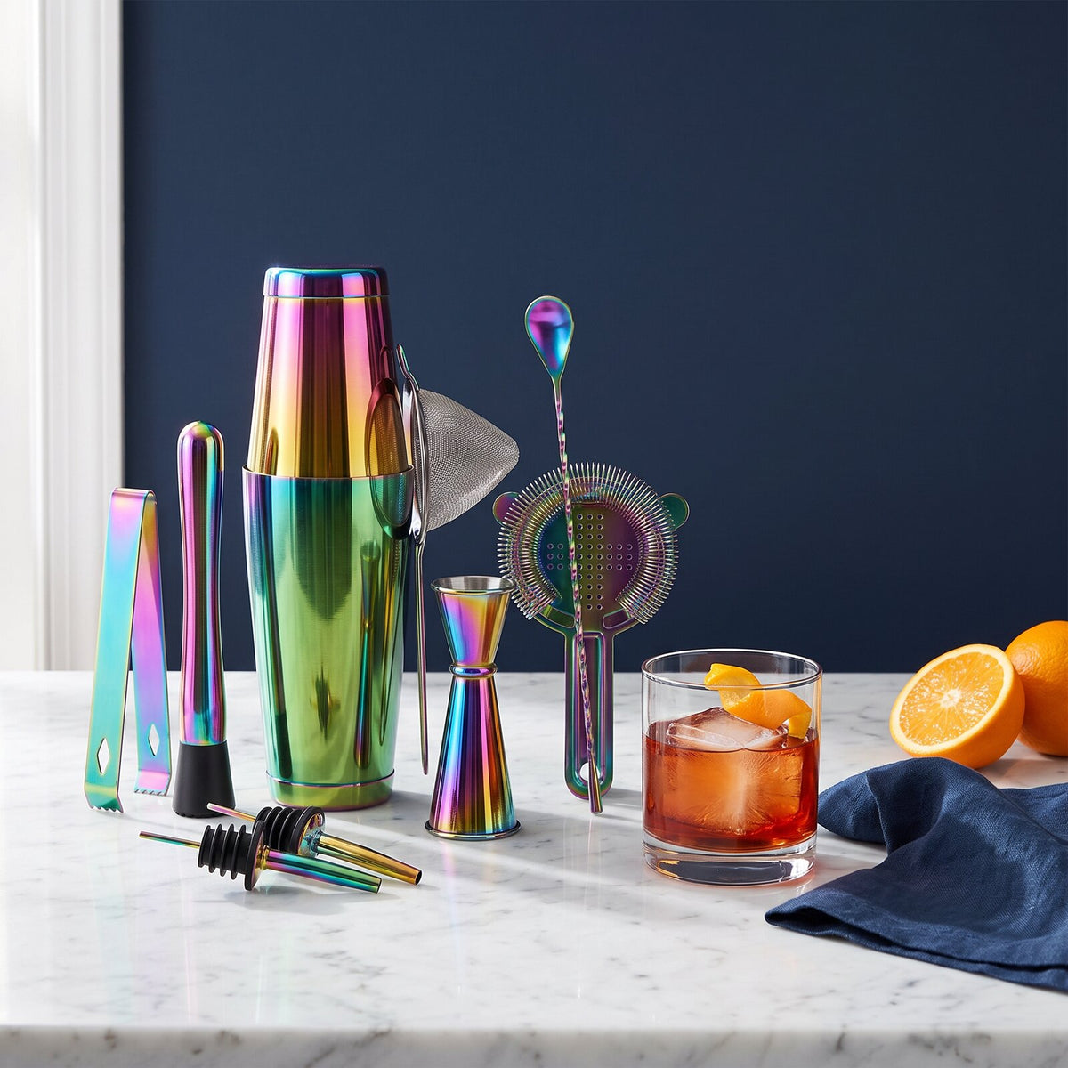 Kit Cocktail Shaker Boston Chrome — sur le bar
