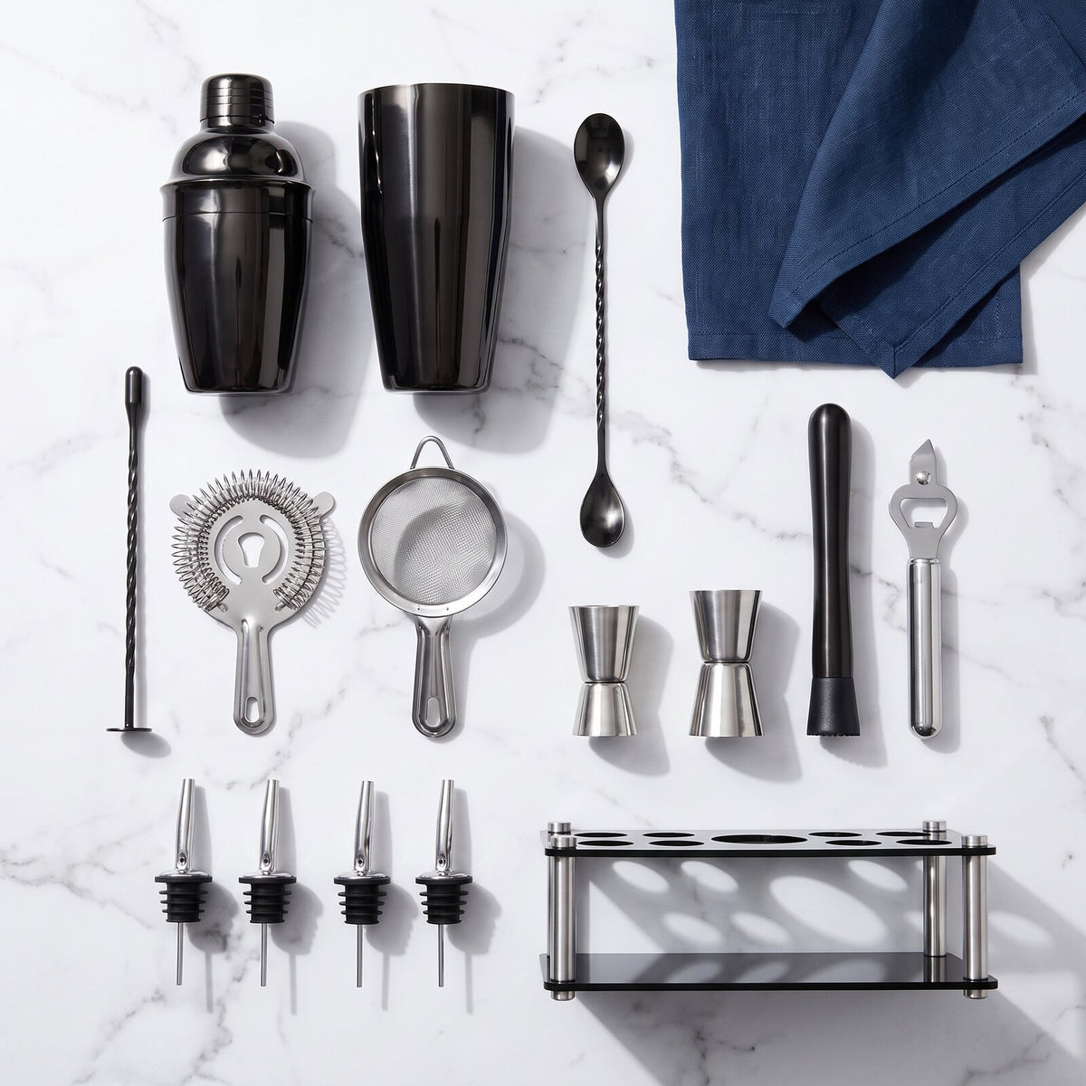 Kit à Cocktail Shaker Boston Noir - contenu de la boîte